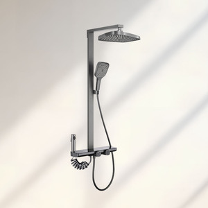 7B406C置物四功能淋浴龙头（灰色-方管）