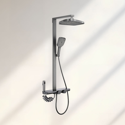 7B406C置物四功能淋浴龙头（灰色-方管）