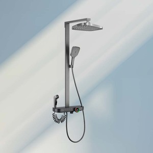 7B407C置物数显四功能淋浴龙头(灰色-方管)