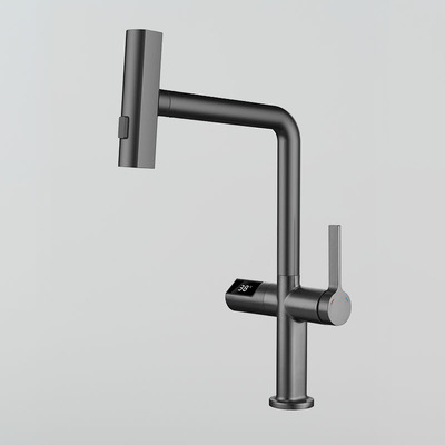 7K101C數顯水力發電抽拉廚房龍頭（槍灰）