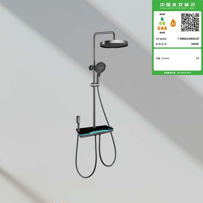 7B408C置物数显四功能淋浴龙头（灰-配圆管-电池）式)