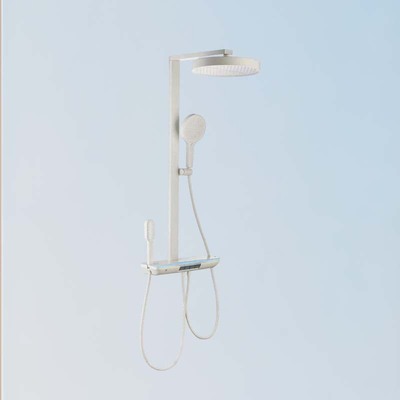 7B408A置物数显四功能淋浴龙头（白-配方管-电池式)